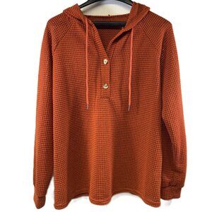 Women's Hoodie Oversized Waffle Knit Henley Size XL